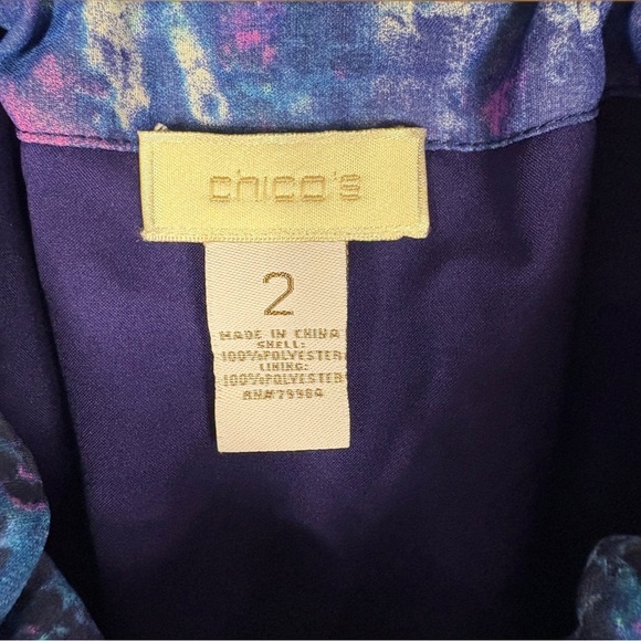 Chico's Blue Purple Watercolor High Low Halter Maxi Dress - Picture 9 of 10